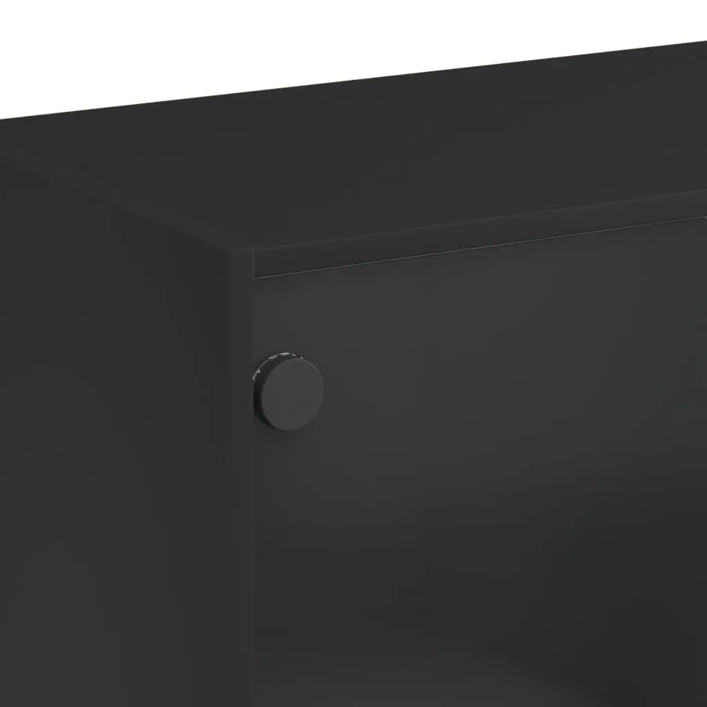 Black Highboard Storage Cabinet 68x37x142cm