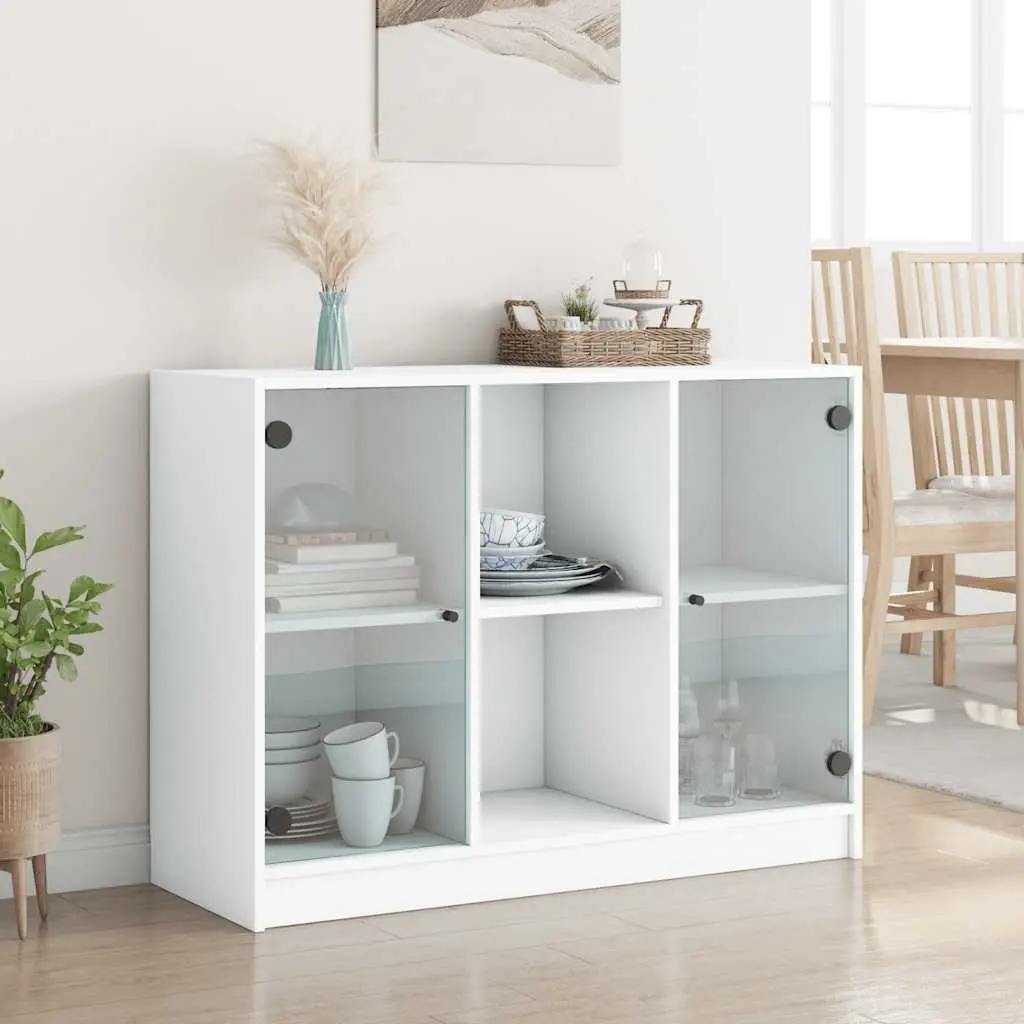 Sideboard White 102x37x75.5 cm Storage Cabinet Engineered Wood Furniture