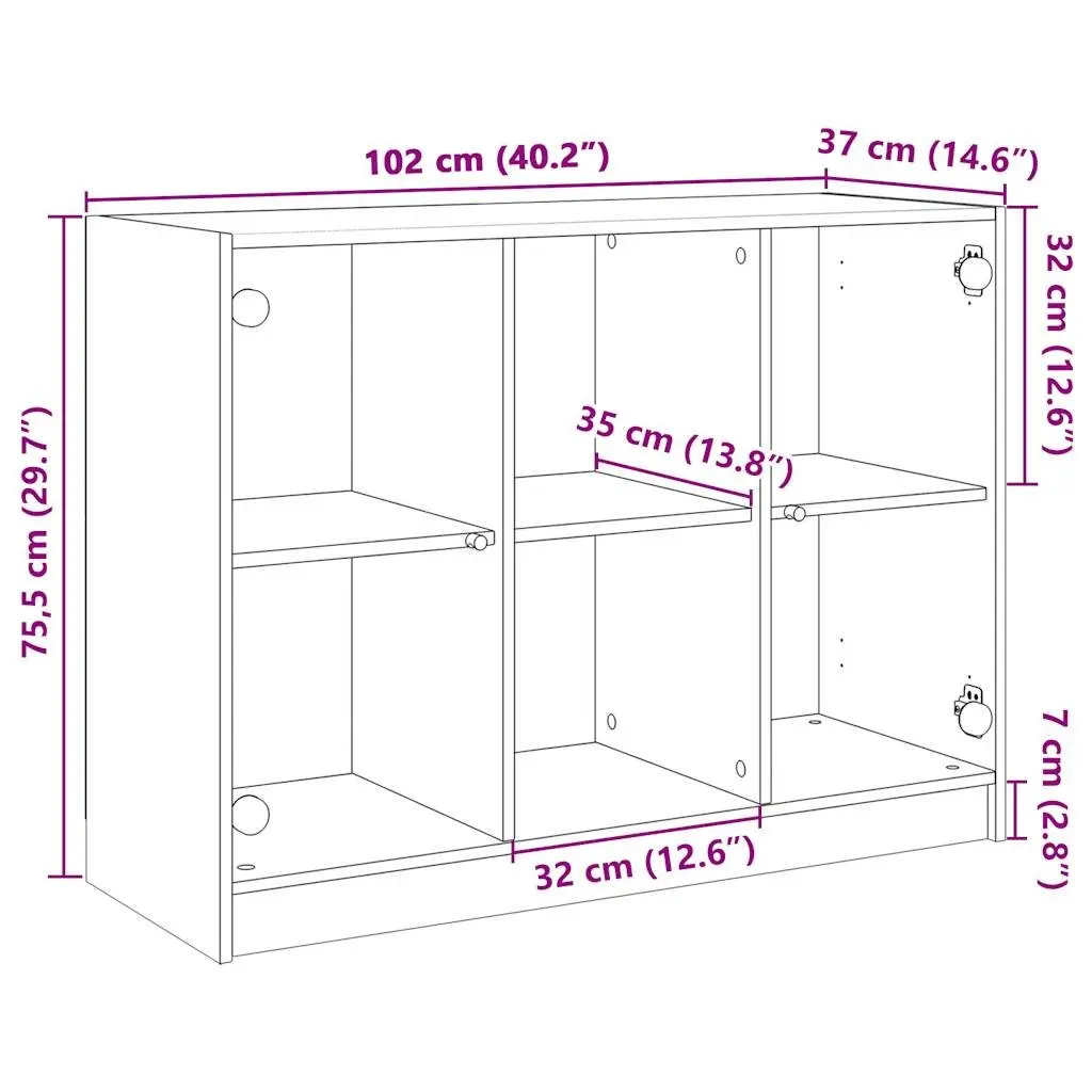 Sideboard White 102x37x75.5 cm Storage Cabinet Engineered Wood Furniture