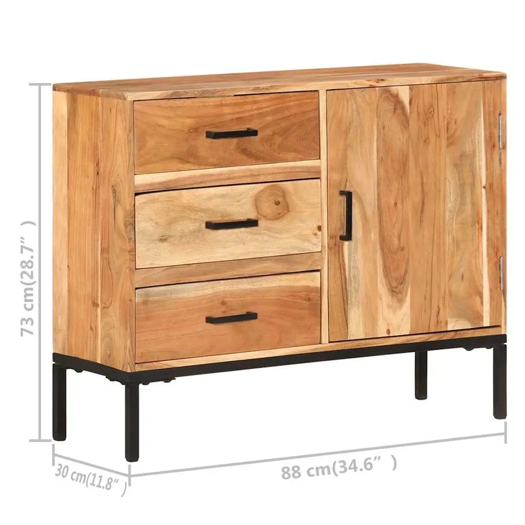 Brown Solid Acacia Wood Sideboard Cabinet 88x30x73cm