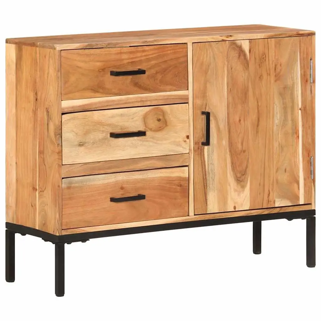 Brown Solid Acacia Wood Sideboard Cabinet 88x30x73cm