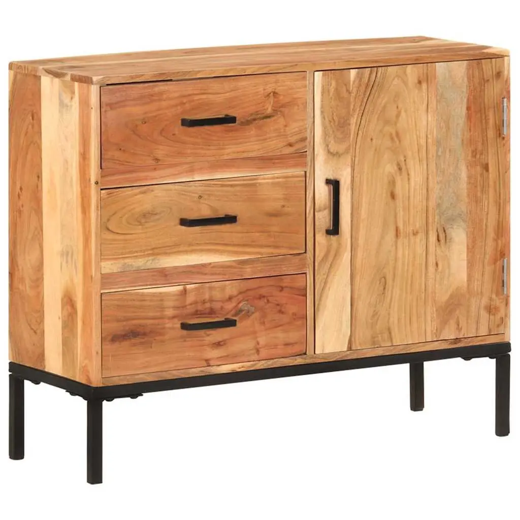 Brown Solid Acacia Wood Sideboard Cabinet 88x30x73cm