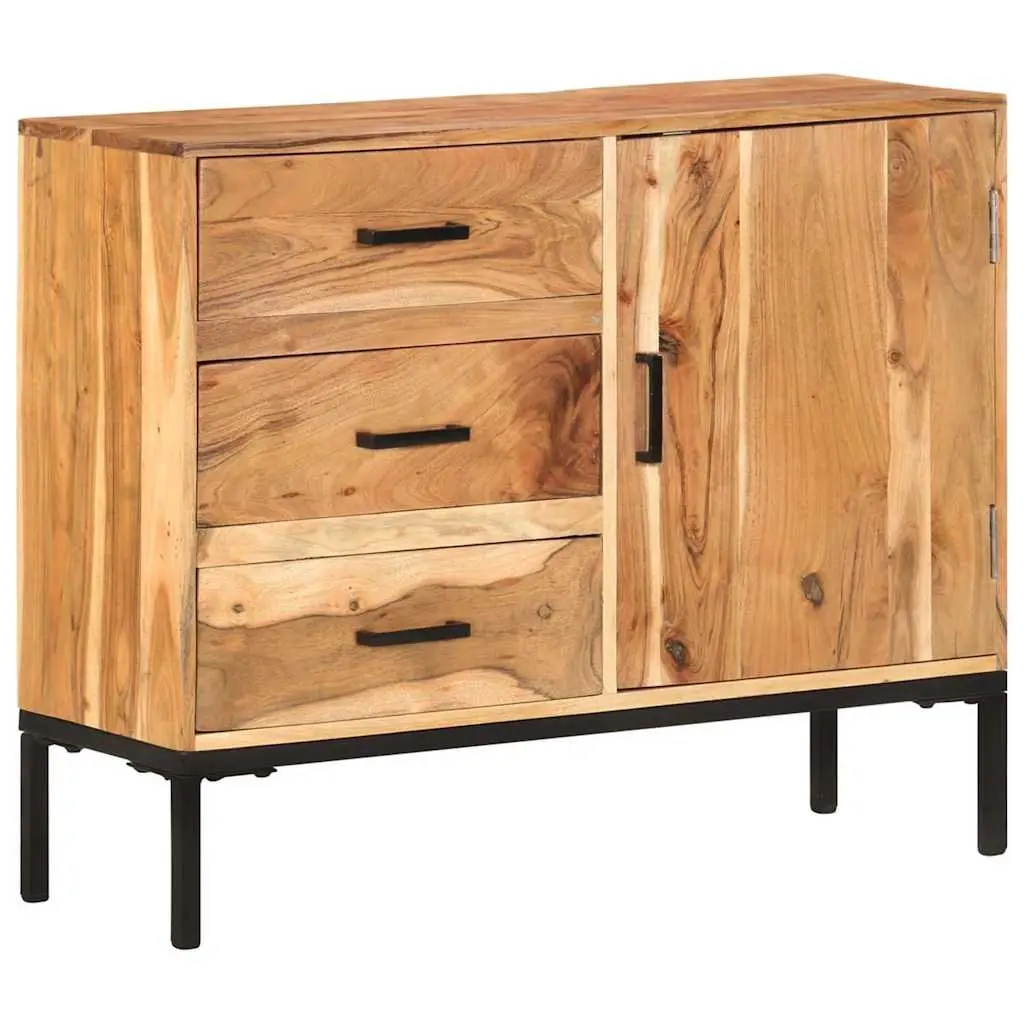 Brown Solid Acacia Wood Sideboard Cabinet 88x30x73cm