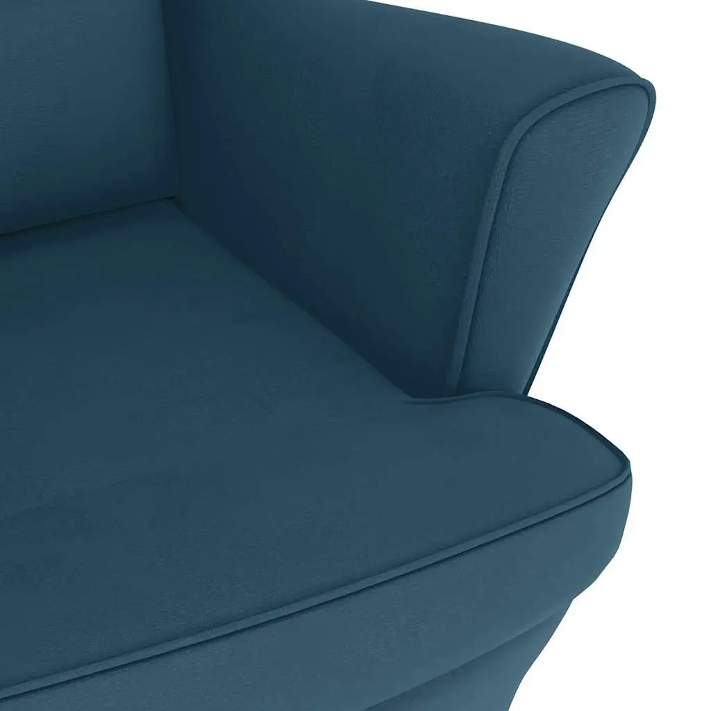Rocking Chair Wingback Soft Velvet Upholstery Blue Padded Foam Solid Wood Legs