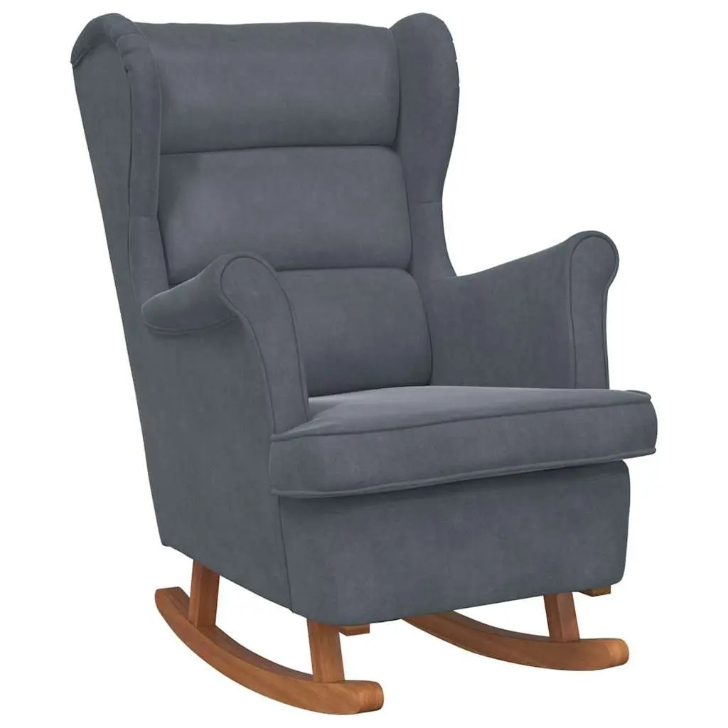 Grey Velvet Wingback Rocking Chair