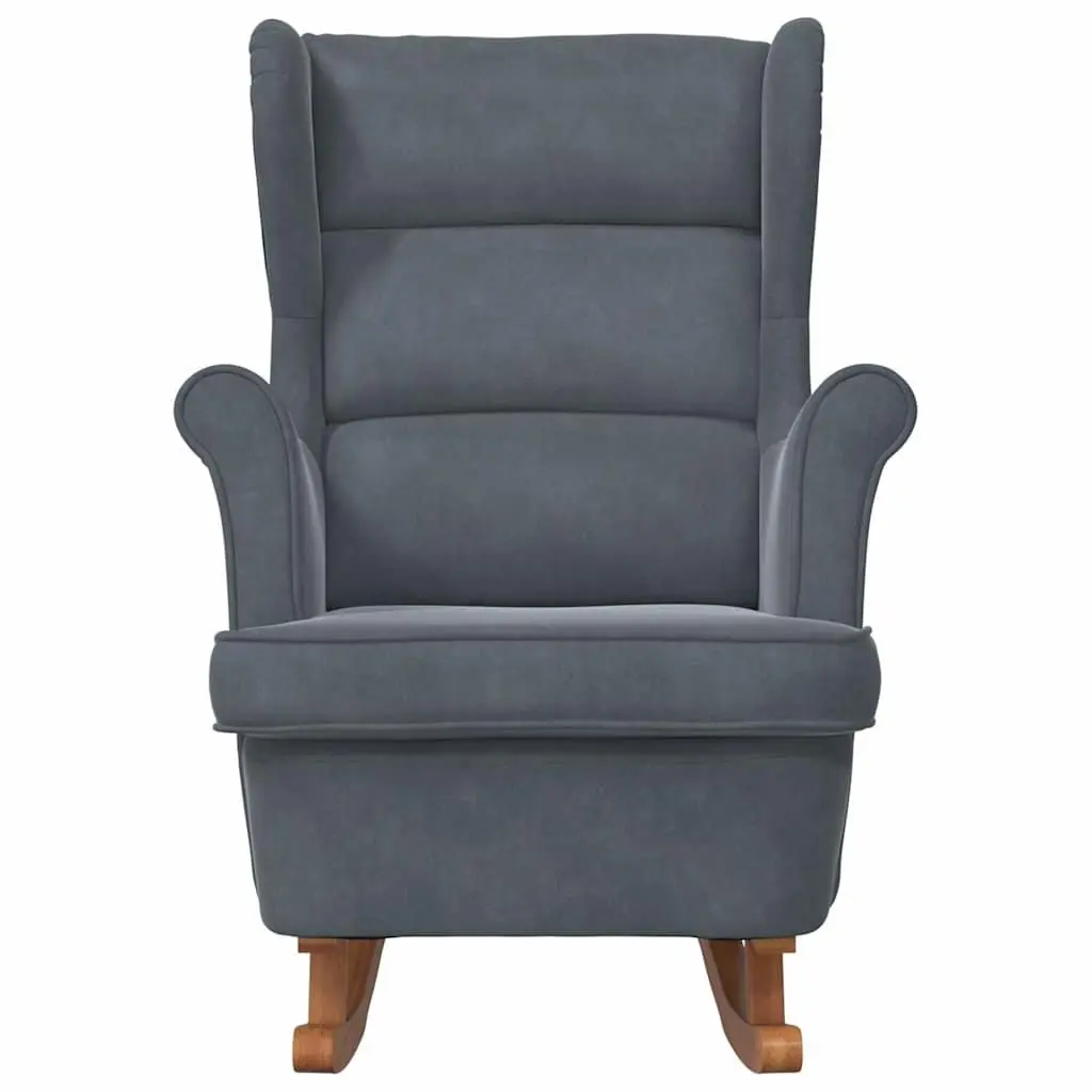 Grey Velvet Wingback Rocking Chair