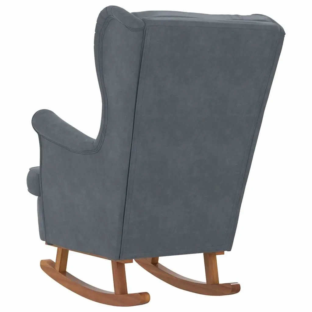 Grey Velvet Wingback Rocking Chair