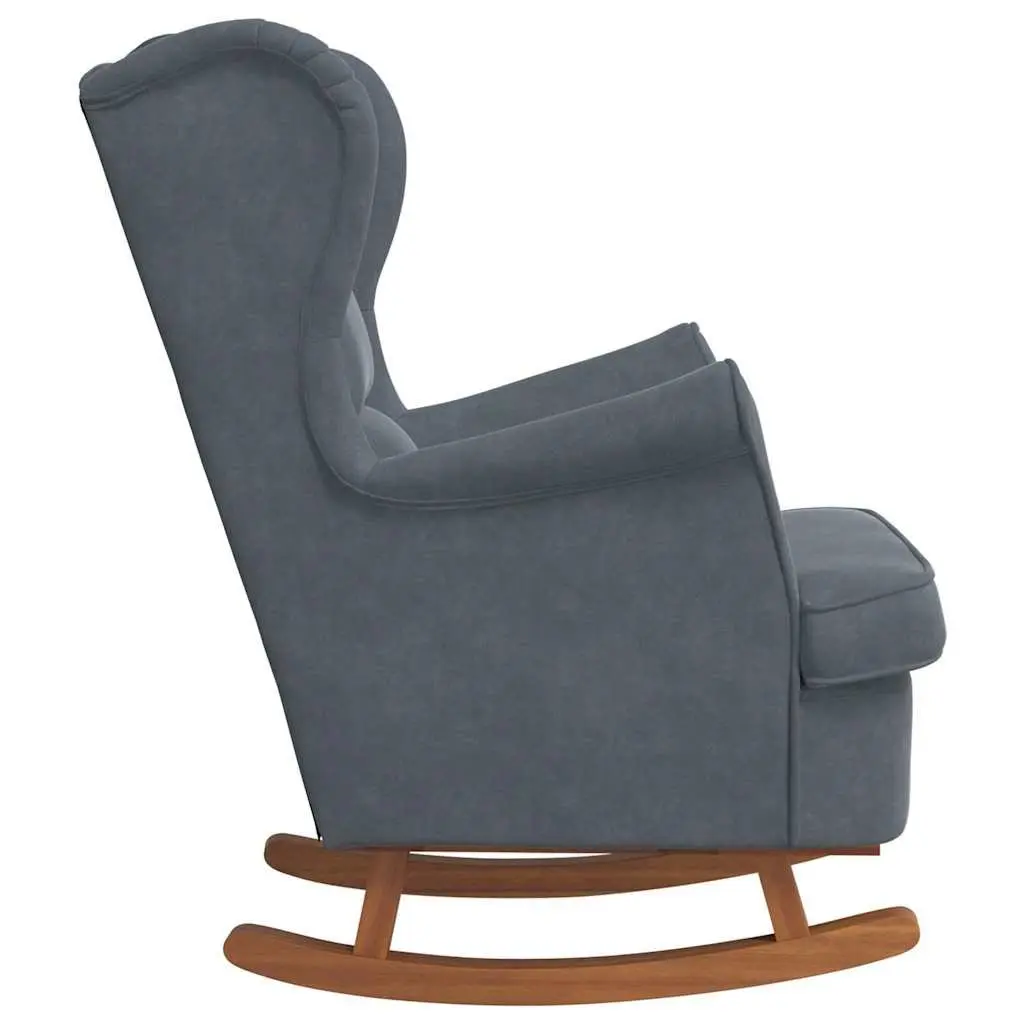 Grey Velvet Wingback Rocking Chair