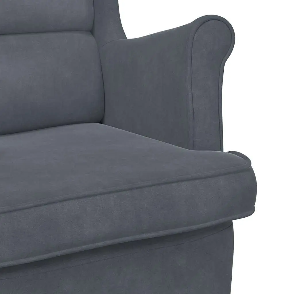 Grey Velvet Wingback Rocking Chair