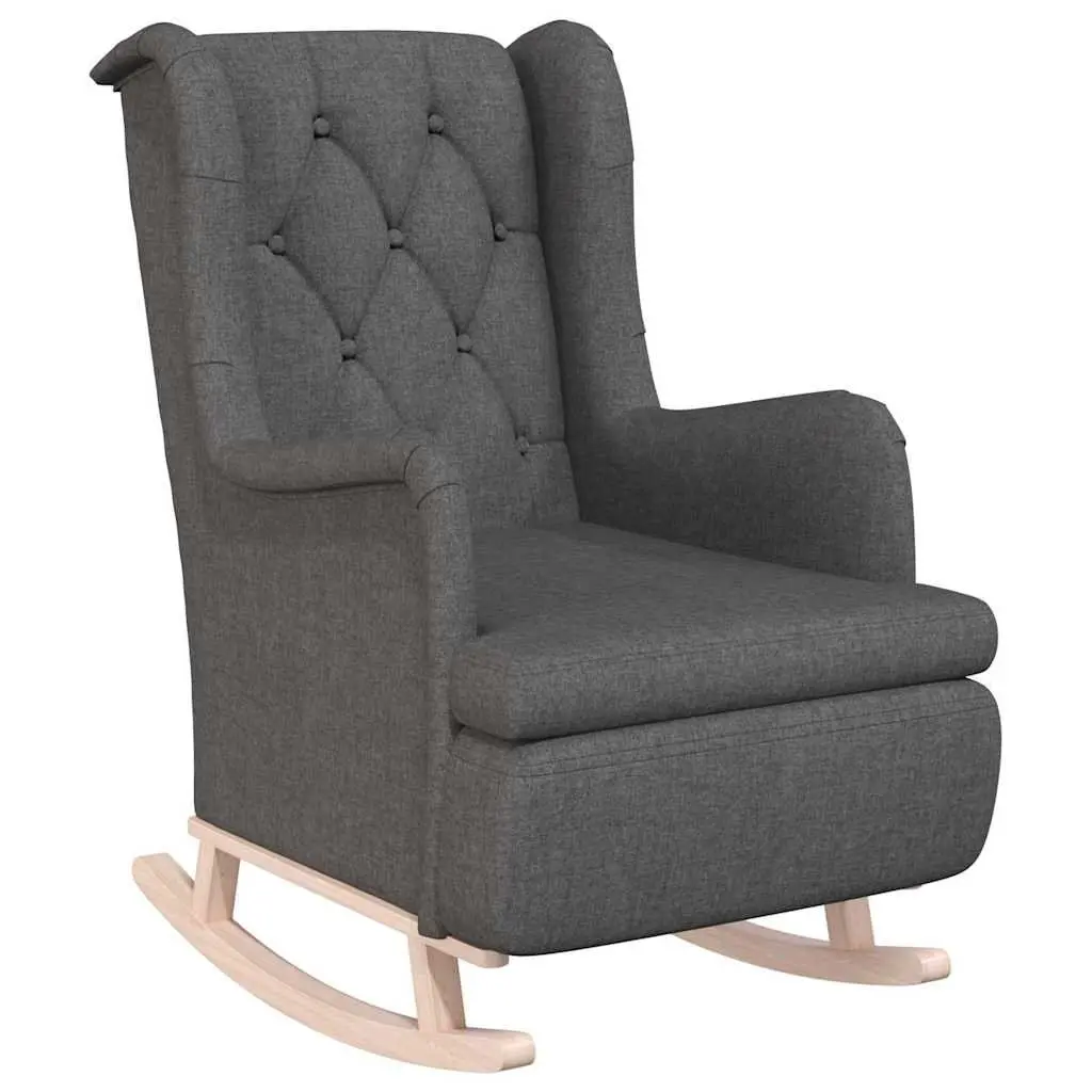 Rocking Armchair Grey Fabric Upholstered Padded Foam Seat Living Room Furniture
