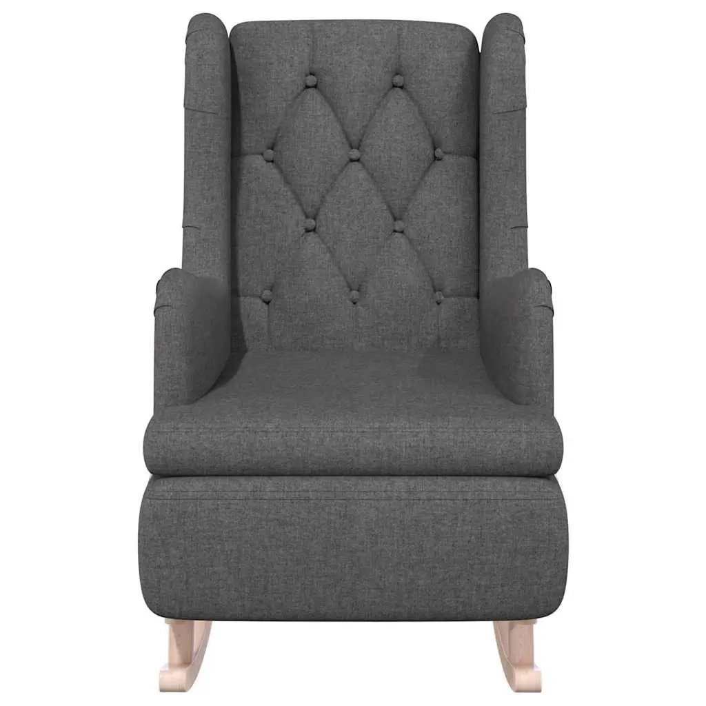 Rocking Armchair Grey Fabric Upholstered Padded Foam Seat Living Room Furniture