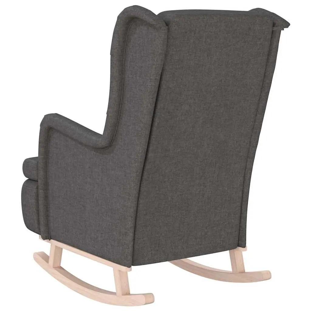 Rocking Armchair Grey Fabric Upholstered Padded Foam Seat Living Room Furniture