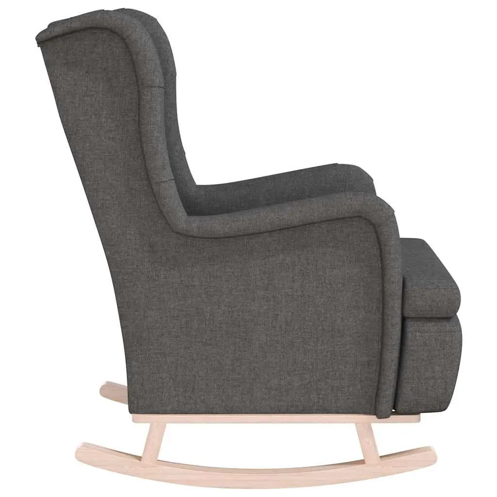 Rocking Armchair Grey Fabric Upholstered Padded Foam Seat Living Room Furniture