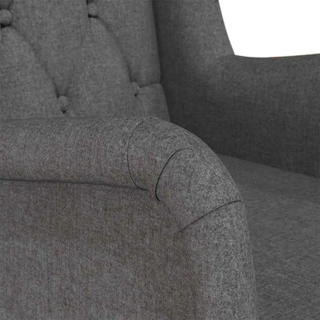 Rocking Armchair Grey Fabric Upholstered Padded Foam Seat Living Room Furniture