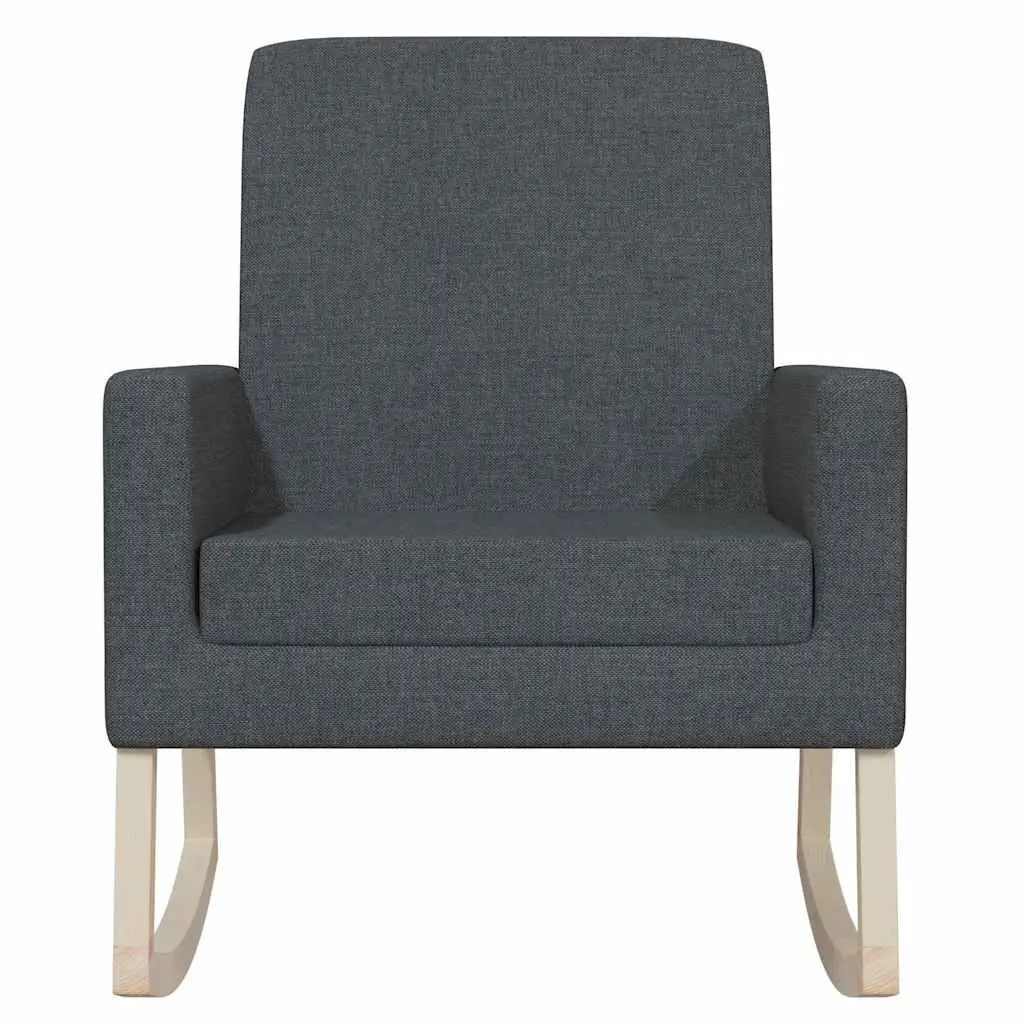 Grey Fabric Rocking Chair with Wooden Armrests