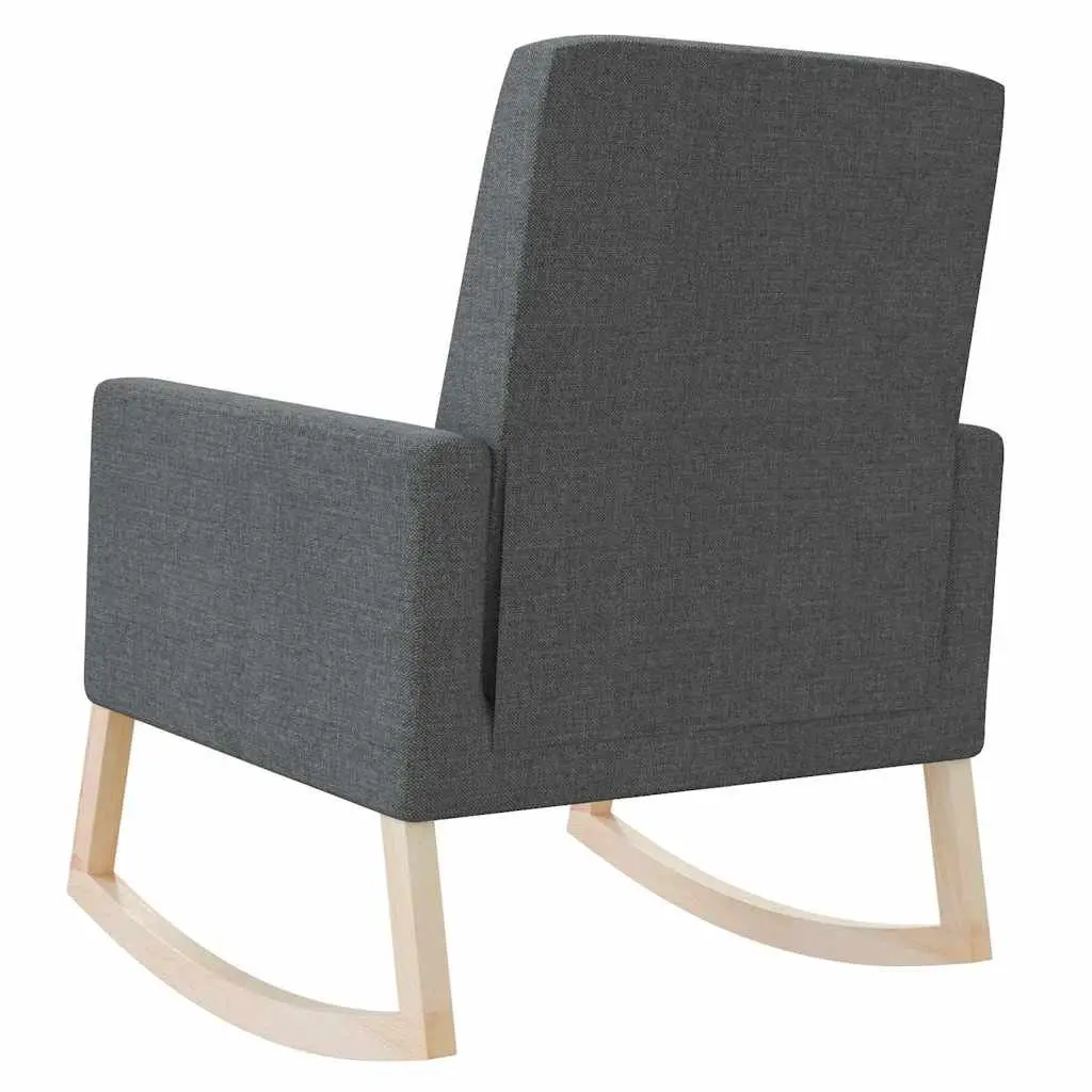 Grey Fabric Rocking Chair with Wooden Armrests