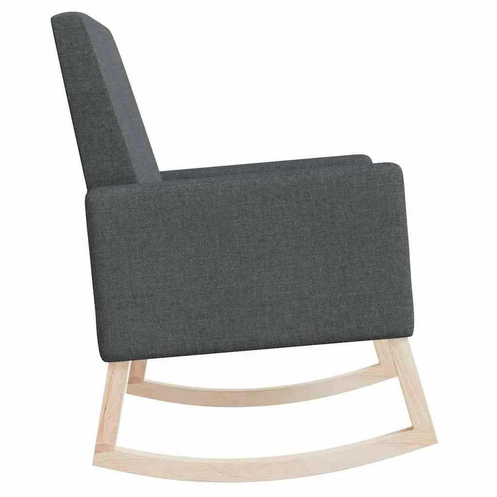 Grey Fabric Rocking Chair with Wooden Armrests