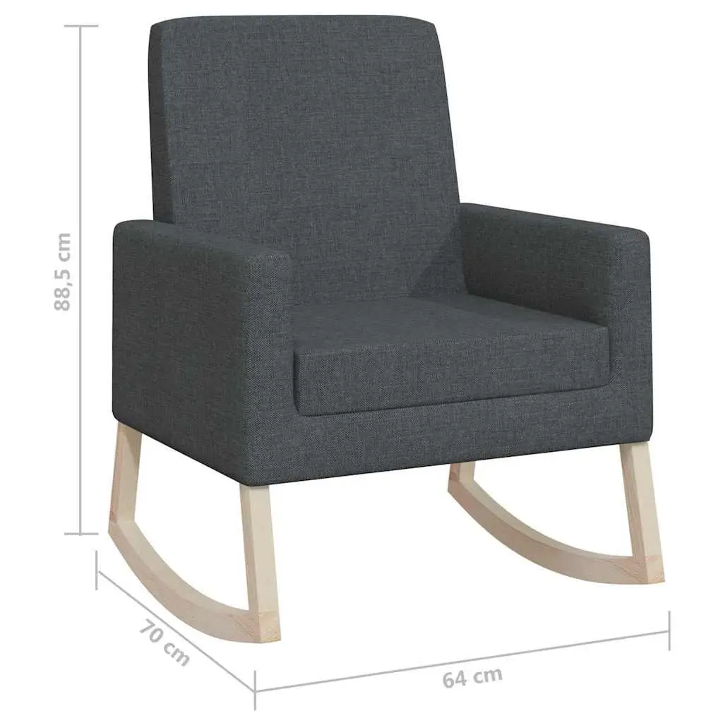 Grey Fabric Rocking Chair with Wooden Armrests