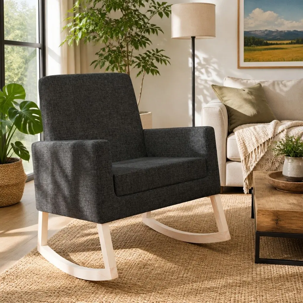 Black Fabric Rocking Chair for Living Rooms