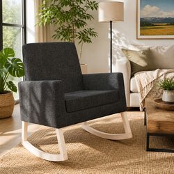 Comfortable Black Fabric Rocking Chair for Living Rooms