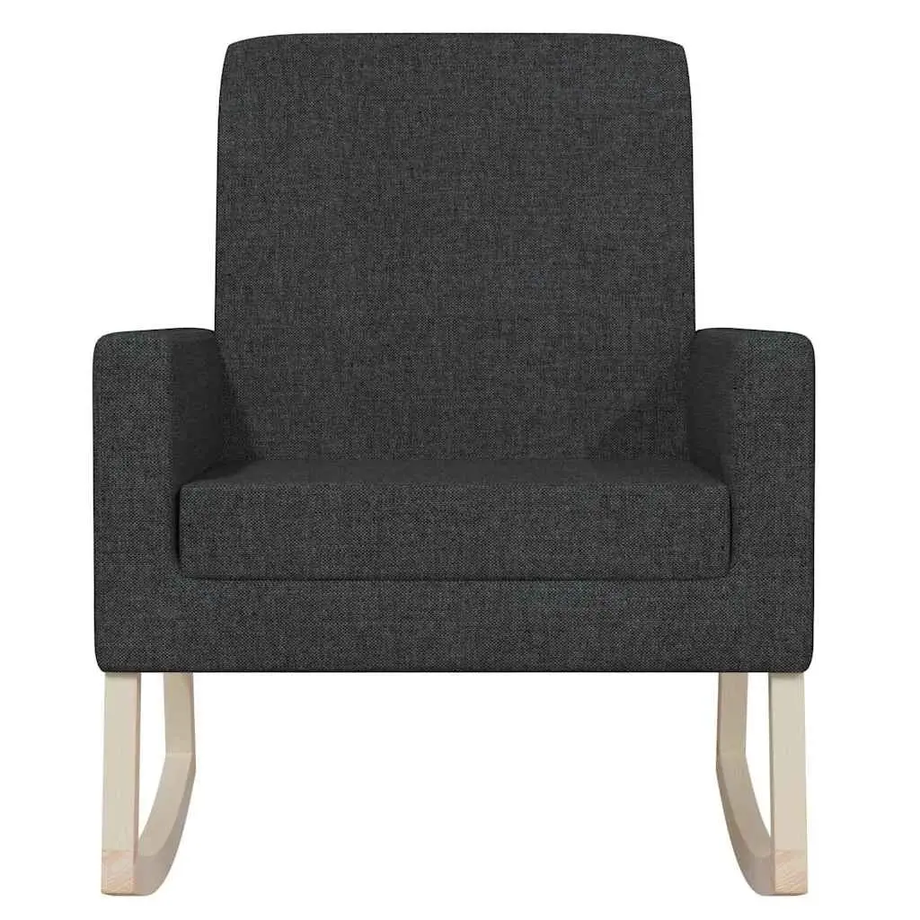 Rocking Chair Black Fabric Upholstered Armrest Wooden Frame