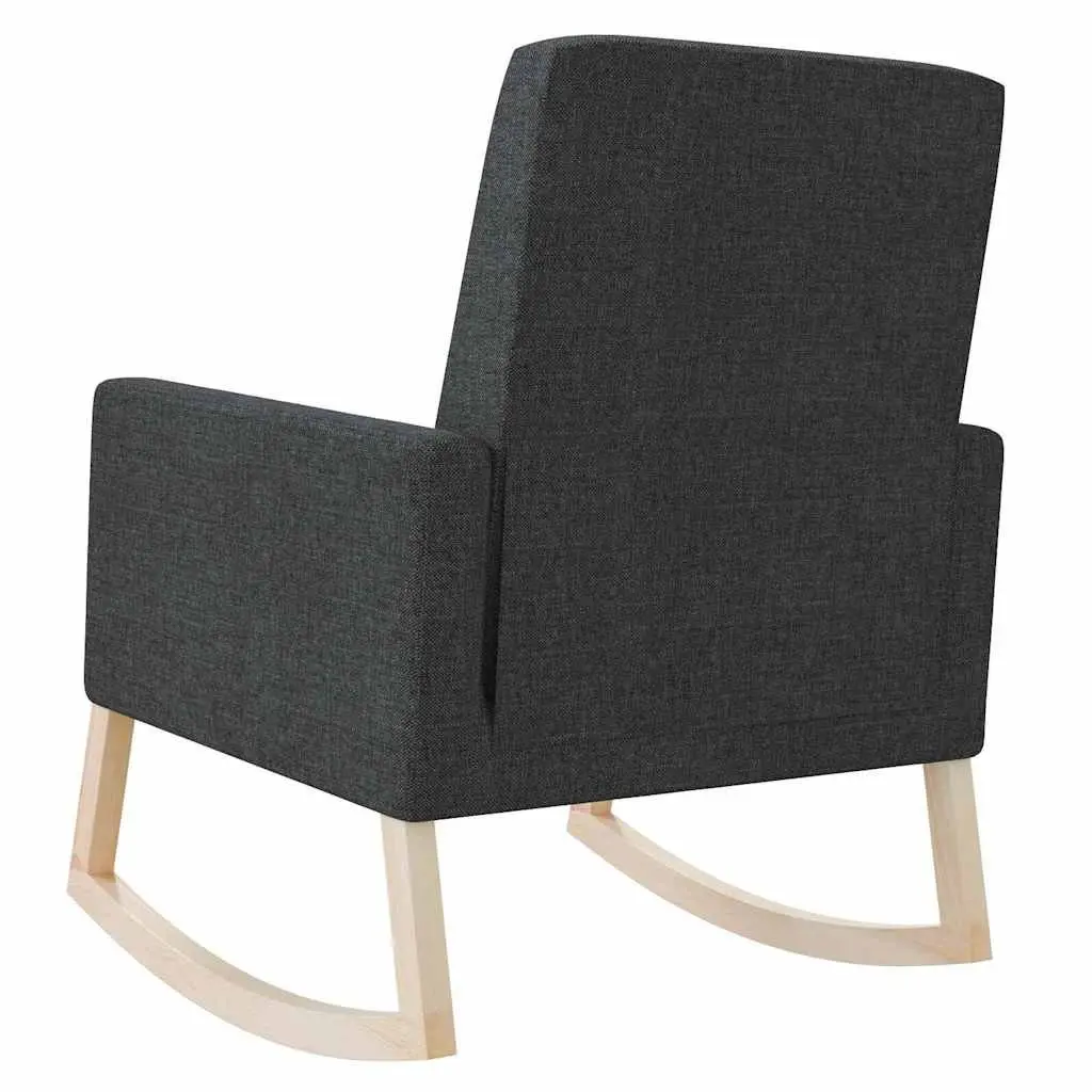 Rocking Chair Black Fabric Upholstered Armrest Wooden Frame
