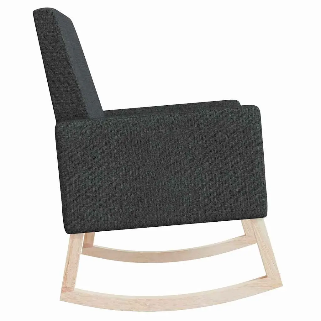 Rocking Chair Black Fabric Upholstered Armrest Wooden Frame