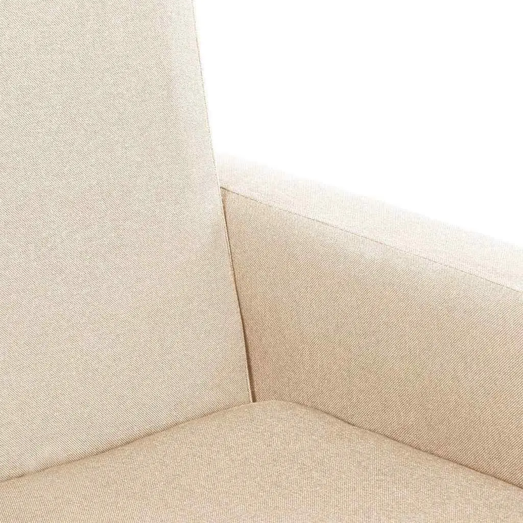 Armchair Cream Upholstered Rocking Chair Wooden Frame Fabric Seat