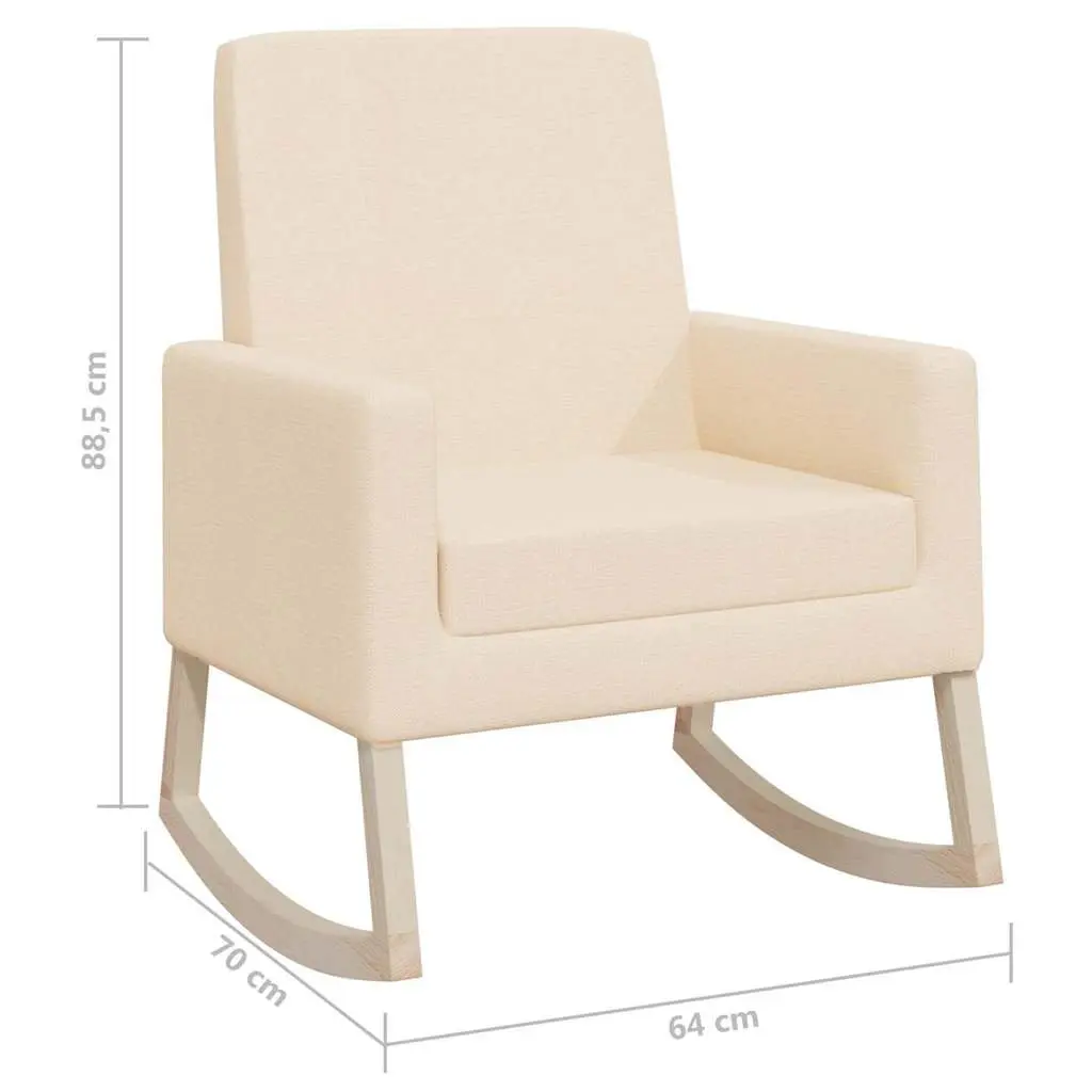 Armchair Cream Upholstered Rocking Chair Wooden Frame Fabric Seat