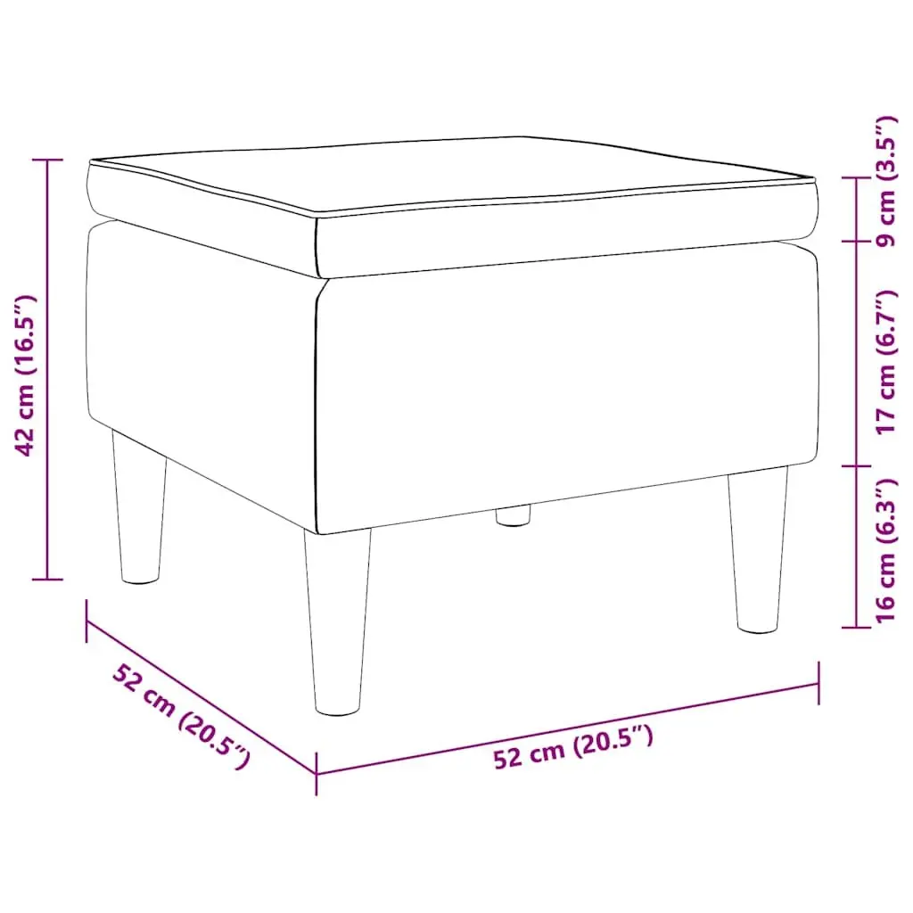 Dark Grey Velvet Ottoman with Wooden Legs and Soft Padding