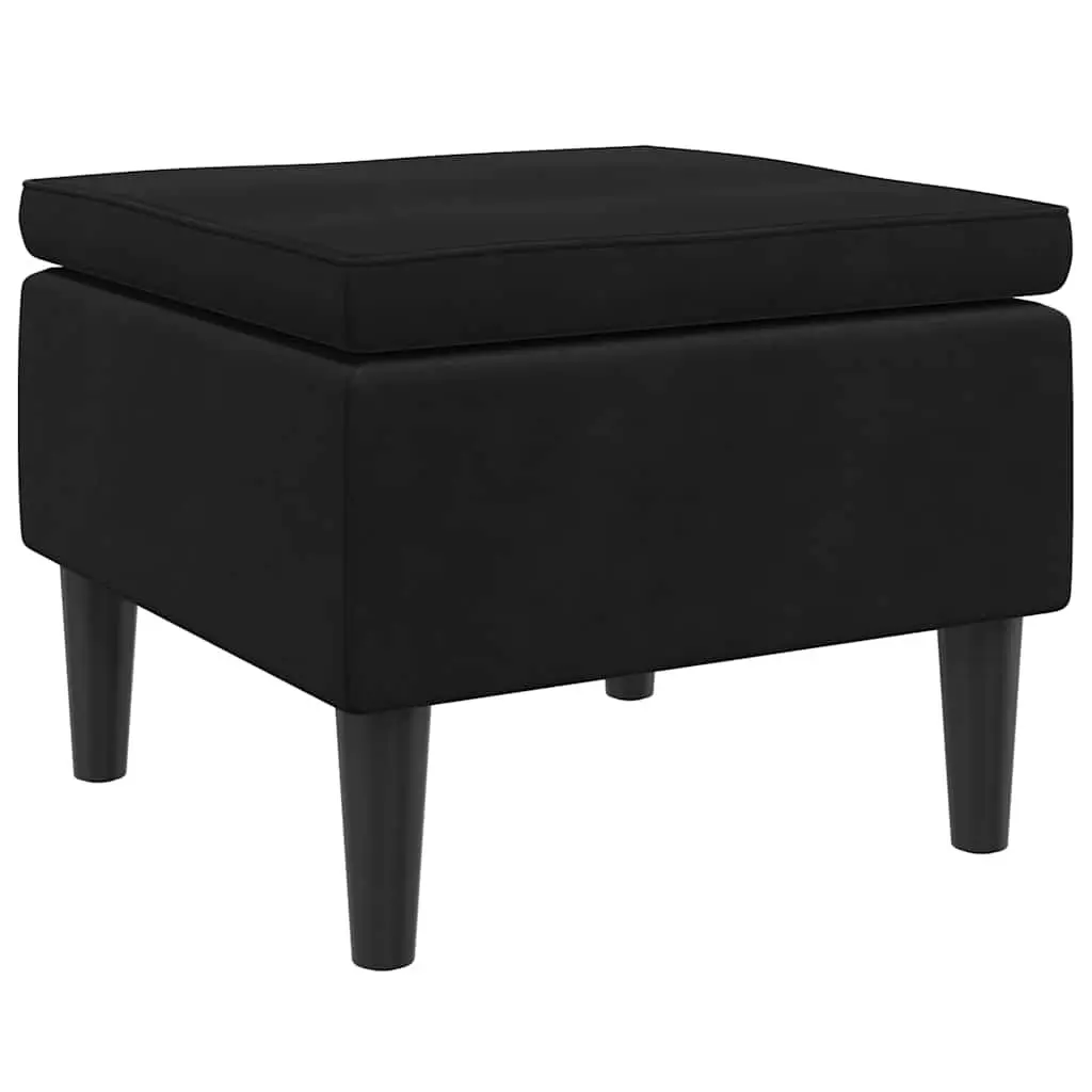 Black Velvet Stool with Wooden Legs