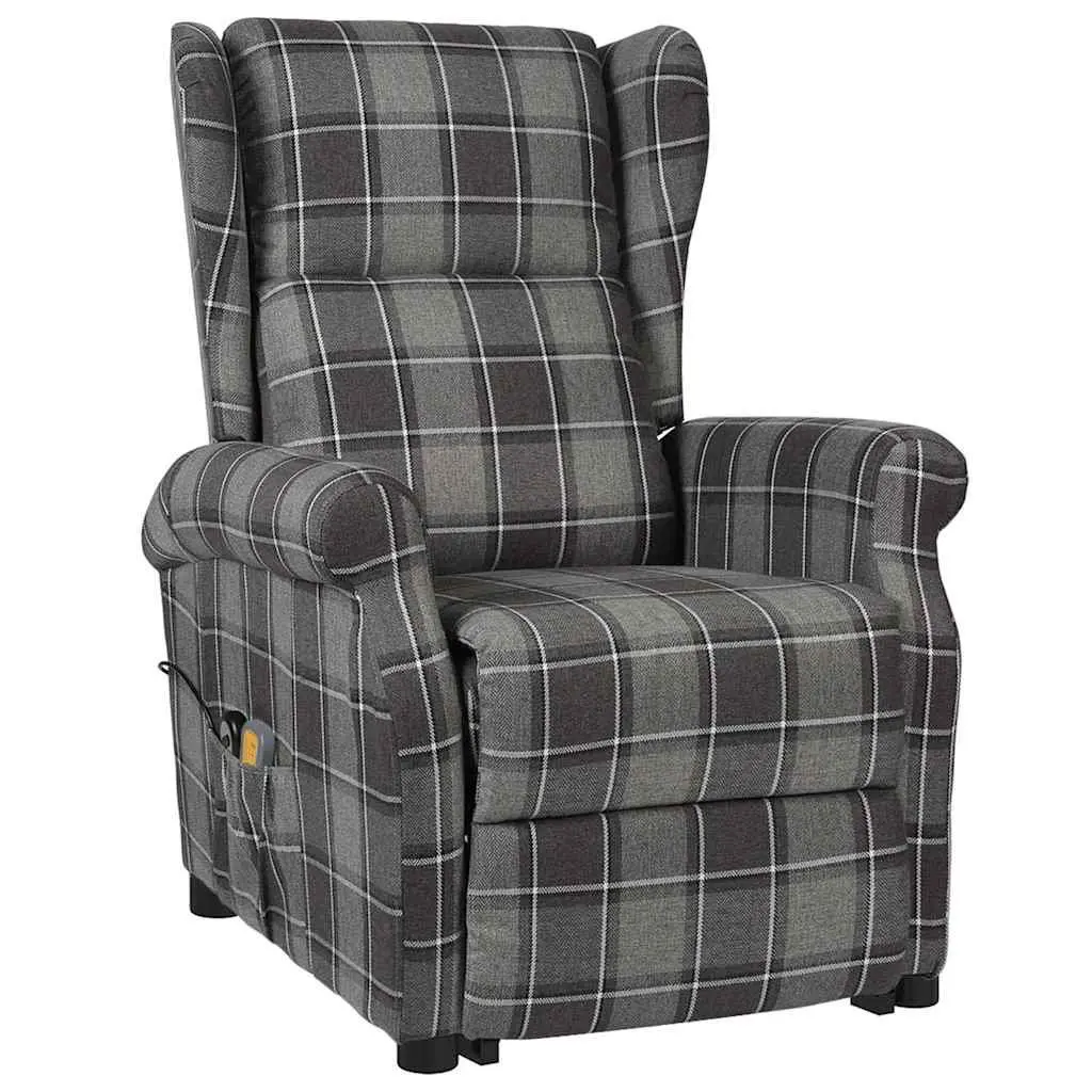 Electric Massage Chair Grey Fabric Recliner Stand Up Lift Function 6 Massage Points