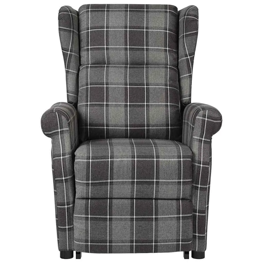 Electric Massage Chair Grey Fabric Recliner Stand Up Lift Function 6 Massage Points
