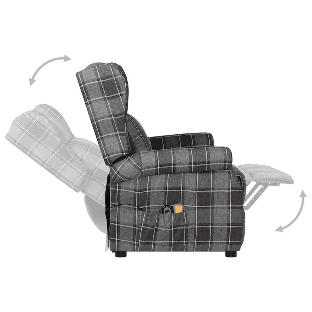 Electric Massage Chair Grey Fabric Recliner Stand Up Lift Function 6 Massage Points