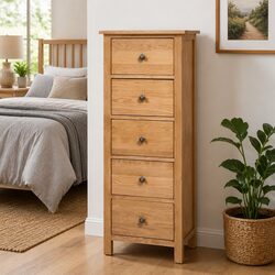 Elegant 5-Drawer Tall Chest for Bedroom Storage