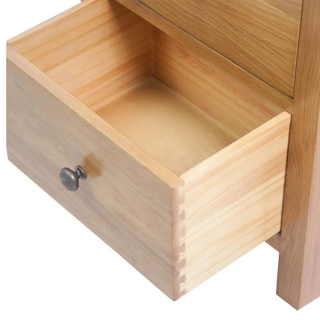 Tall Chest of Drawers Solid Oak Wood 45x32x110 cm 5 Drawer Storage Cabinet