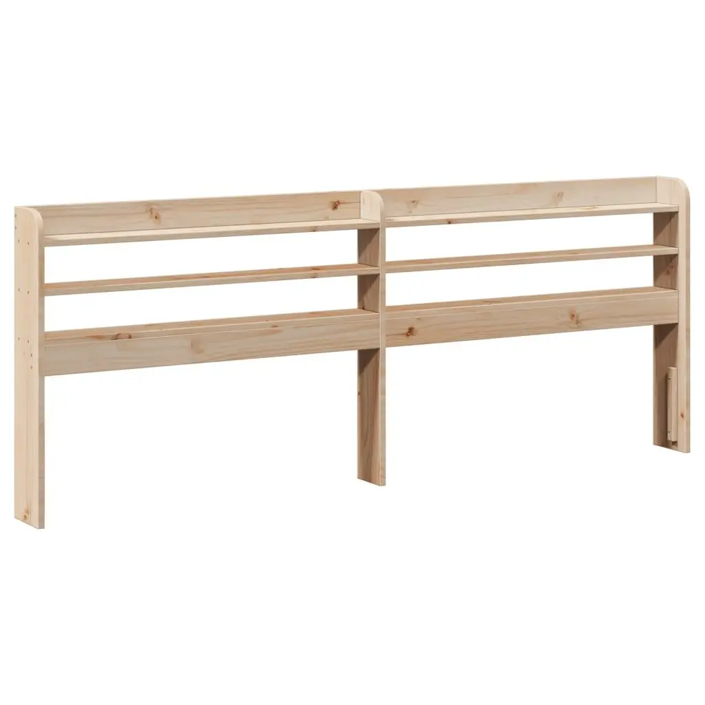 Solid Wood Pine Bed Frame Brown 135x190cm Slatted Base Headboard Storage Shelves