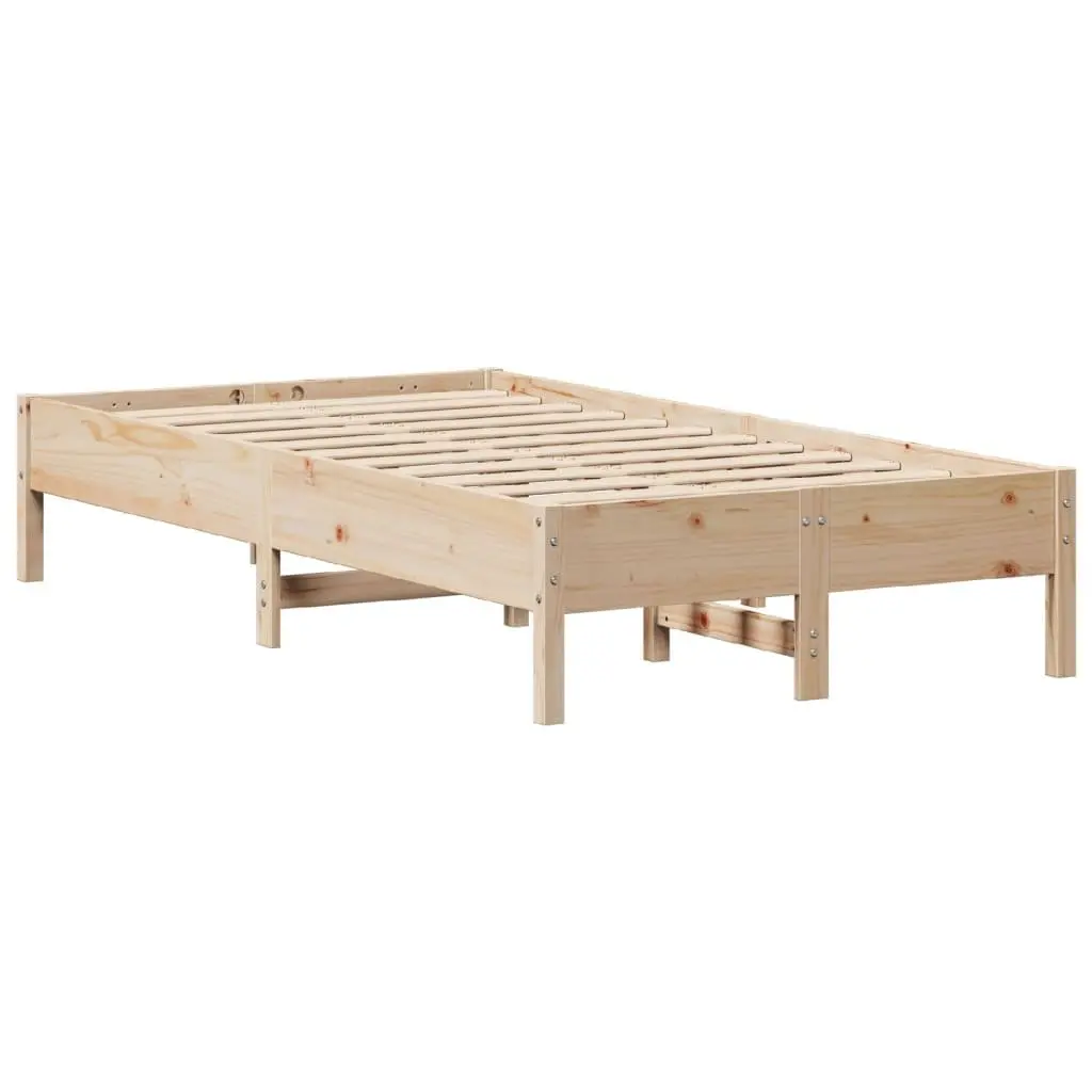 Solid Wood Pine Bed Frame 90x190 cm Slatted Base Headboard Storage Shelves