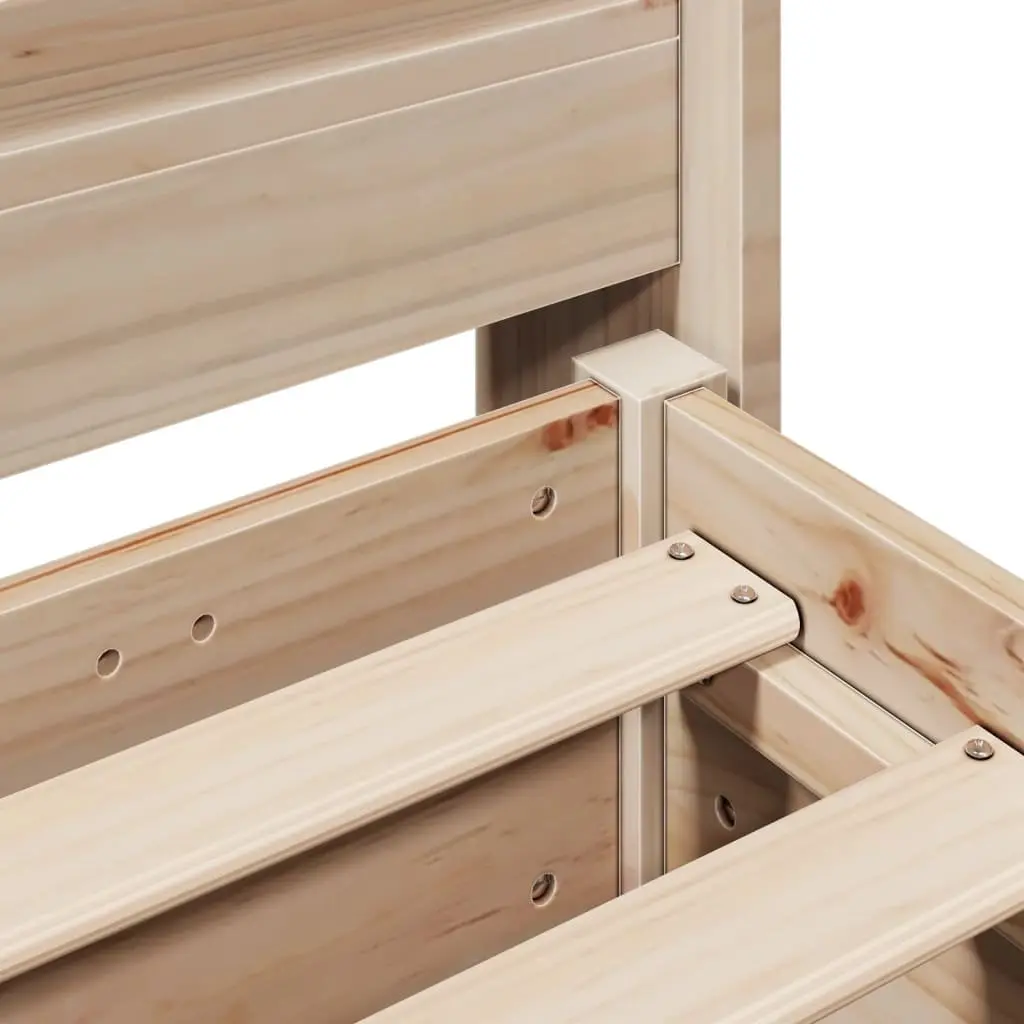 Solid Wood Pine Bed Frame 90x190 cm Slatted Base Headboard Storage Shelves