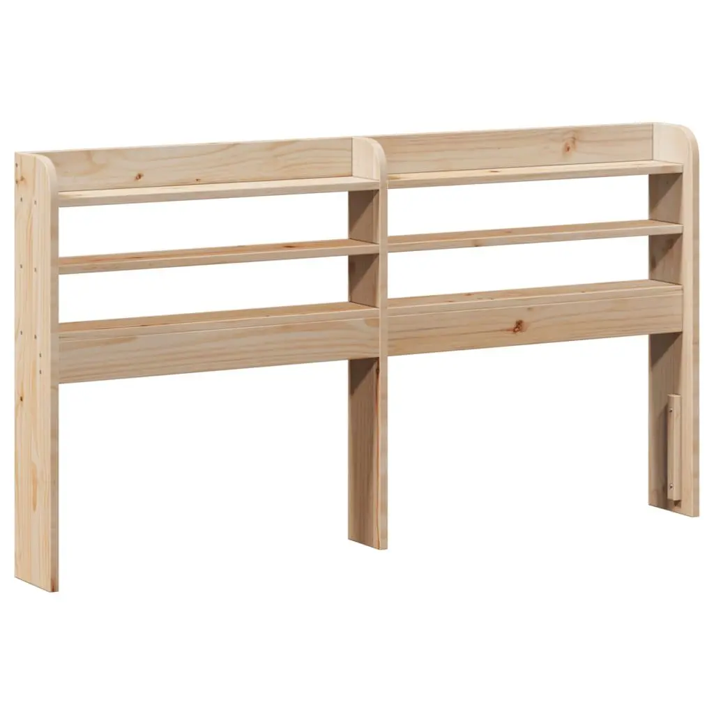 Pine Wood Bed Frame 135x190 cm Brown Slatted Base with Headboard and Storage Shelves