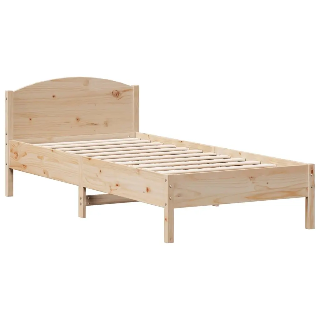 Solid Wood Pine Bed Frame Brown 90x190 cm with Headboard and Storage Shelves