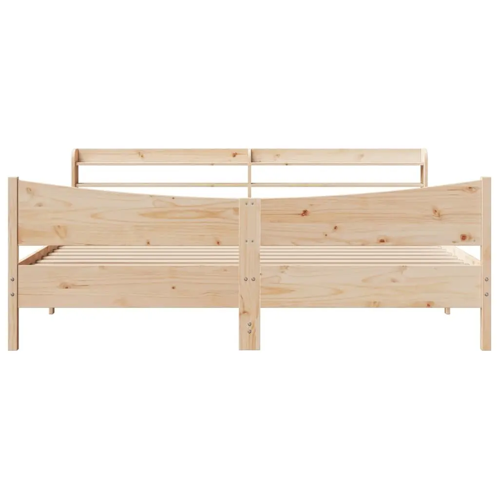 Bed Frame Solid Pine Wood Brown 180x200cm with Headboard and Slatted Base