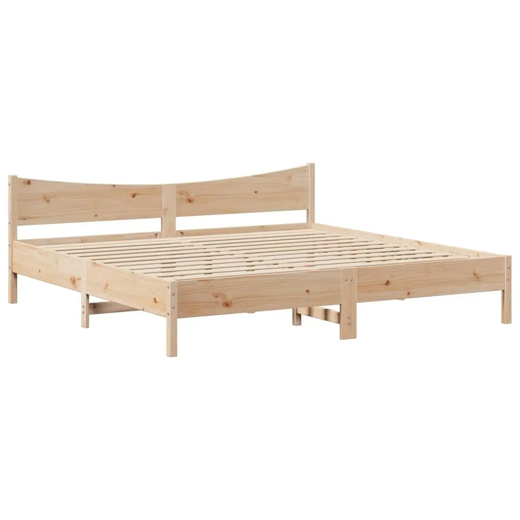 Bed Frame Solid Pine Wood Brown 180x200cm with Headboard and Slatted Base