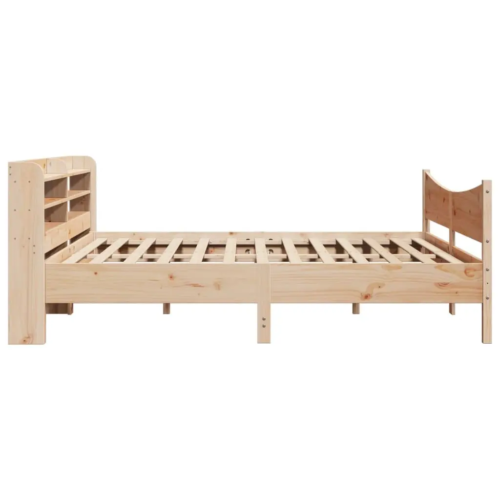 Bed Frame Solid Pine Wood Brown 180x200cm with Headboard and Slatted Base