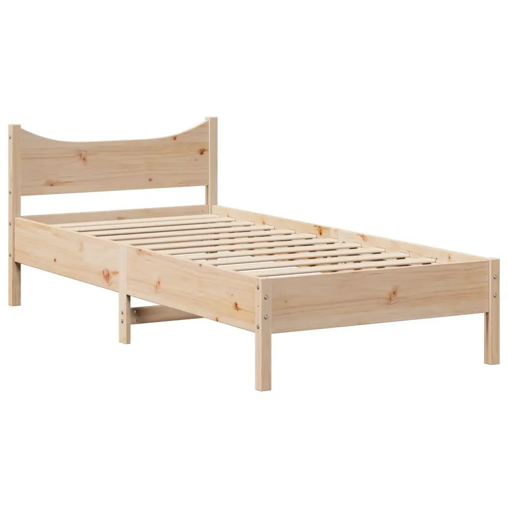 Bed Frame Solid Pine Wood 90x200 cm with Headboard and Storage Shelves