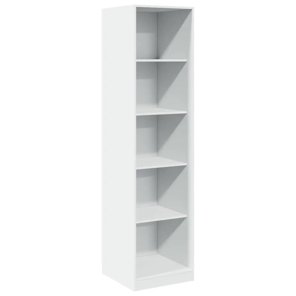 White Wardrobe Cupboard Minimalist 50W x 50D x 200H cm Engineered Wood 5 Compartment Storage Cabinet