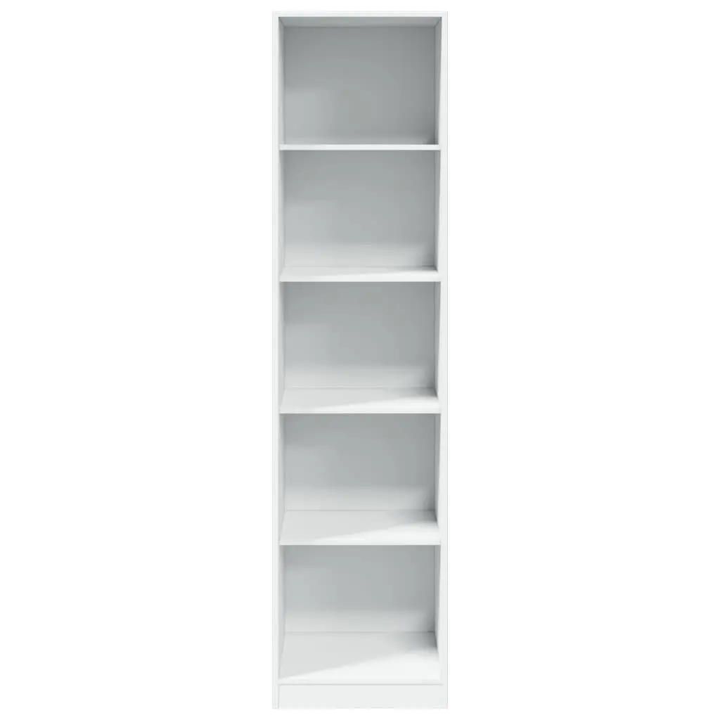 White Wardrobe Cupboard Minimalist 50W x 50D x 200H cm Engineered Wood 5 Compartment Storage Cabinet