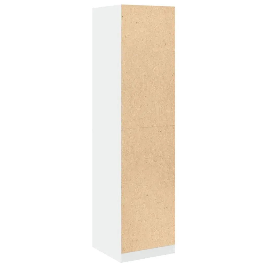 White Wardrobe Cupboard Minimalist 50W x 50D x 200H cm Engineered Wood 5 Compartment Storage Cabinet