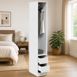 White Wardrobe 30x50x200 cm with Compartment Drawers