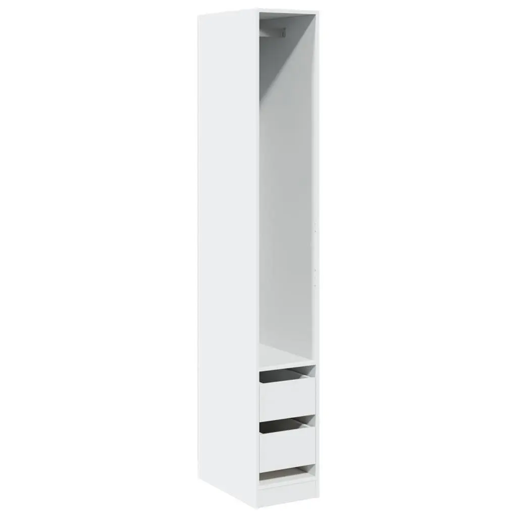 White Wardrobe 30x50x200 cm with Compartment Drawers